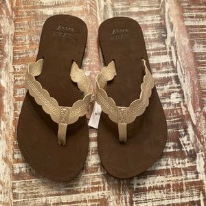 NWT REEF Metallic Gold Cushion Flip Flops Size 7